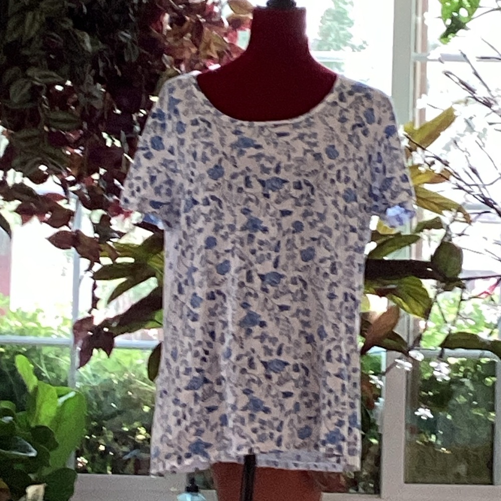 Blue Floral Women's Short Sleeve Top